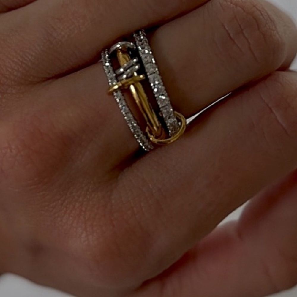 Gold and Silver Crystal Ring Set